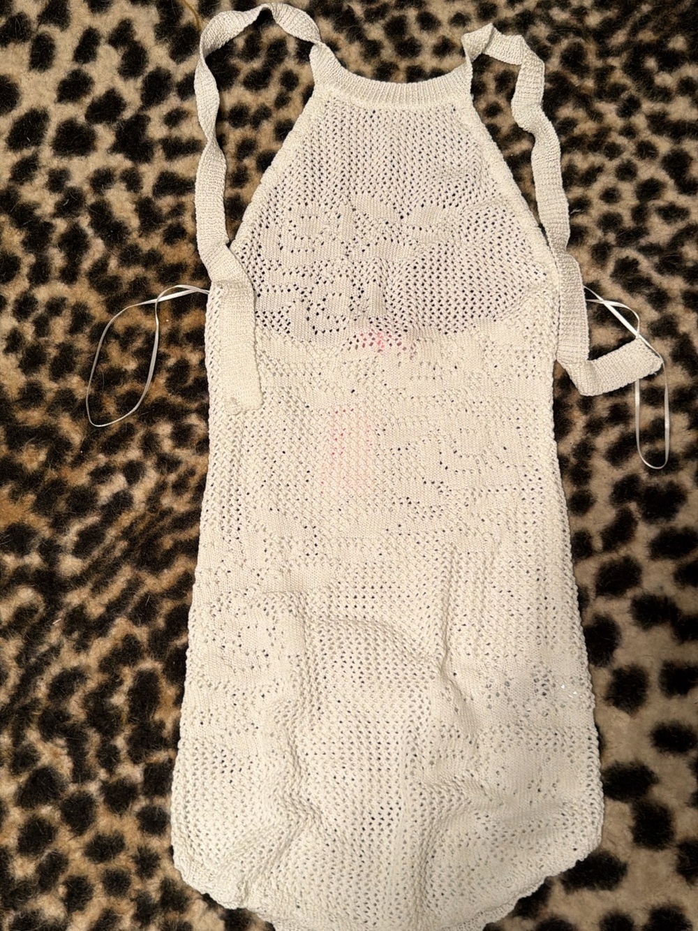 Edikted Cream Crochet Halter Swim Coverup